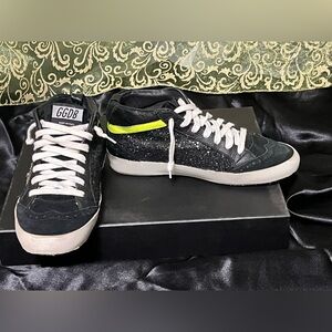 GGDB Black Glitter MidStar Sneakers Wo Sz 37/ US 6.5